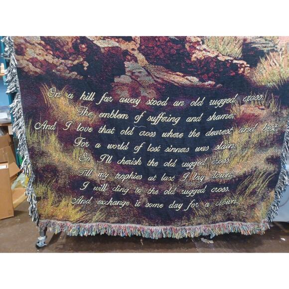 The Old Rugged Cross Blanket 51 × 68 Religious Beautiful Big Made In USA - Picture 5 of 11